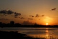 Sunset on the Mississipi river and New Orleans