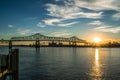 Sunset at the Mississippi River levee in downtown Baton Rouge Royalty Free Stock Photo