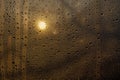 Sunset through misted glass with drops and drips Royalty Free Stock Photo