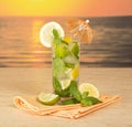 Sunset. Mojito in a glass Royalty Free Stock Photo