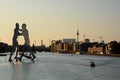 Sunset on Molecule Man and Spree river. Berlin. Germany Royalty Free Stock Photo
