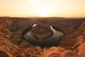 Sunset moment at Horseshoe bend Grand Canyon National Park. Royalty Free Stock Photo
