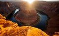 Sunset moment at Horseshoe bend Grand Canyon National Park. Travel and adventure concept. Royalty Free Stock Photo