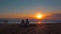sunset for moment of love in santolo beach Royalty Free Stock Photo
