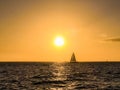Sunset Cruise, Sailing in the sea, Sunrise Sun Sunny day, Peaceful moment Royalty Free Stock Photo