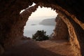 Sunset at Monolithos Castle Royalty Free Stock Photo