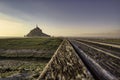 sunset at mont saint michel, normandy, france Royalty Free Stock Photo