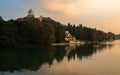 Sunset monte Cappuccini Turin on rive po with reflection