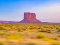 Sunset on Monument Valley from the car, Arizona Utah border Royalty Free Stock Photo