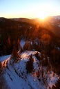 Sunset mood: Beautiful colorful sunset in the mountains in austria / Hohe Wand / Schneeberg / Gutensteiner Alpen / Active Lifestyl