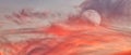 Sunset Moon Clouds Ethereal Surreal Abstract Sky Banner