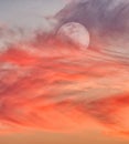 Sunset Moon Clouds Ethereal Surreal Abstract Sky Vertical