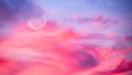 Sunset Moon Full Colorful Sky Clouds Ethereal Surreal Sunrise Cloudscape Wallpaper 16.9 High Resolution