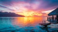 Sunset in Moorea, French Polynesia. Royalty Free Stock Photo