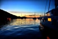Sunset mooring in Croatia Royalty Free Stock Photo