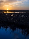 Sunset in the moorland Teufelsmoor in Germany near artist village Worpswede Royalty Free Stock Photo