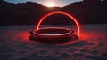 sunset in the morning A portal to another dimension, with a cosmic scenery and a red fire ring