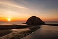 Sunset at Morro Bay rock in California. Royalty Free Stock Photo
