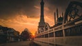 sunset on the side of the Baiturahman Mosque this place is located in Sukoharjo Indonesia