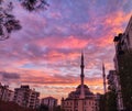 sunset with the mosque