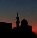 After sunset mosque. landscape with beautiful mosques and minarets. Vector illustration eps Royalty Free Stock Photo