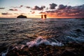 Sunset at Mosteiros beach on the Azores on Sao Miguel Island