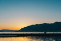 Sunset at mountain beach on summer season in Montenegro Royalty Free Stock Photo