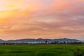 Sunset on the mountain of Collserola in Barcelona. From the Llobregat delta.