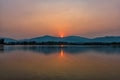 Sunset on mountain lake in Chiang Rai,North of Thailand