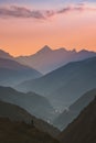 Sunset mountain landscape aerial view Caucasus mountains nature