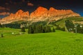 Sunset mountain panorama in Italy Dolomites,Rosengarten group Royalty Free Stock Photo