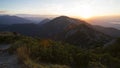 Sunset mountain panorama view from Heimgarten mountain in Bavaria, Germany