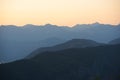 Sunset mountain range silhouette in golden hour Royalty Free Stock Photo