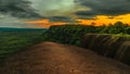 The sunset of Mountain temple Tree Rock Whale in bungkan.