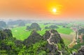 Sunset mountain viewpoint looking down valley, Royalty Free Stock Photo