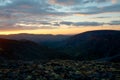 Sunset in mountains Royalty Free Stock Photo