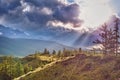 Sunset in mountains. Altai, Russia. Royalty Free Stock Photo