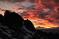 Sunset in the mountains. Caucasian Mountains in Karachay-Cherkerssia, Russia