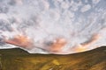 Sunset mountains and clouds sky landscape Royalty Free Stock Photo