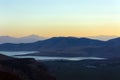 Sunset in the mountains, Corinthian Gulf, Greece Royalty Free Stock Photo