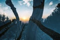 Sunset in the mountains, double exposed Royalty Free Stock Photo