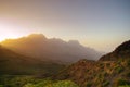 Sunset in mountains in Gran Canaria Royalty Free Stock Photo