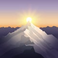 Sunset in the mountains. Landscape with peak. Mountaineering Royalty Free Stock Photo