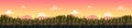 Sunset Mountains Landscape. Vector Panorama. The mountains in the background and forest in the foreground Royalty Free Stock Photo