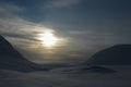 Sunset in the Mountains of Northern polar circle