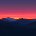 Sunset on the mountains.Pink illustration of a mountain landscape. Royalty Free Stock Photo