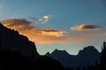 Sunset mountains silhouette cloudy evening Royalty Free Stock Photo