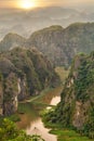 Sunset in the mountains from viewpoint, Vietnam