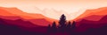 Sunset at moutain canyon vector illustration