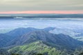 Sunset over Eagle Peak and Bald Ridge via Mt Diablo Main Peak Royalty Free Stock Photo